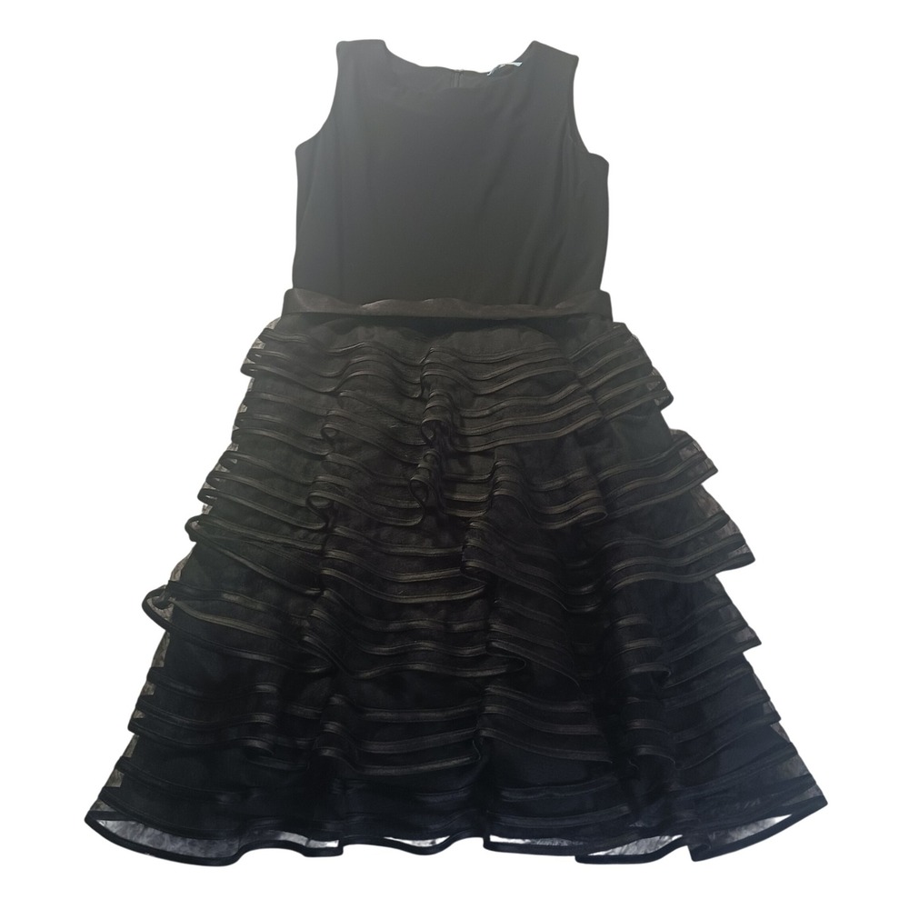 Kathy Hilton Black Organza Ruffle Dress 4 Above Knee‎ Cocktail Party Formal